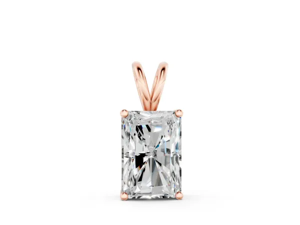 Radiant Diamond Solitaire Pendant with Four Prong Setting Rose gold