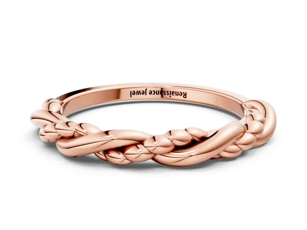 Twisted Rope Solitaire Band Rose gold