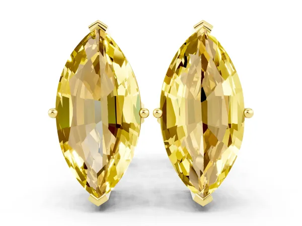 Marquise Cut Yellow Sapphire Stud Earrings Yellow gold