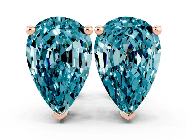 Pear Cut Blue Topaz Stud Earrings Rose gold