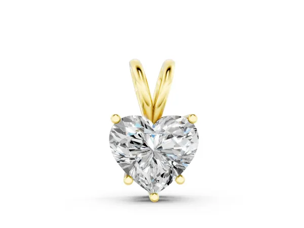 Heart-Shaped Diamond Solitaire Pendant with Four-Prong Setting Yellow gold