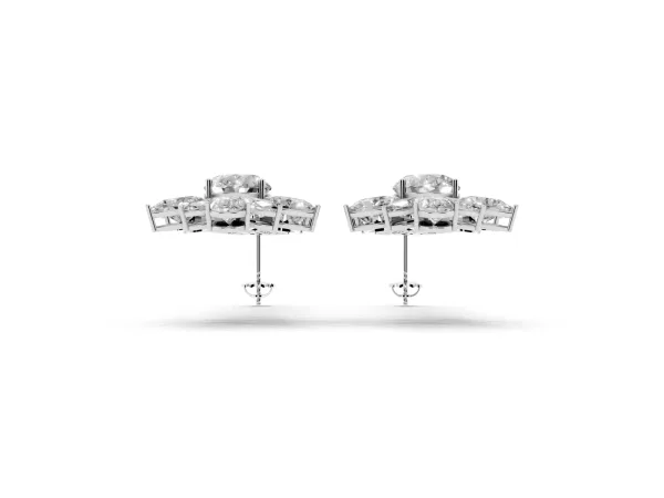 Oval, Pear, Marquise and Round Diamond Floral Cascade Drop Earrings Platinum