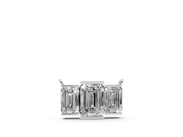 Emerald Cut Three-Stone Bar Pendant with Bar Prong Setting Silver