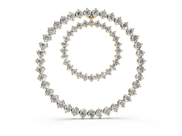 Round Moissanite Double Halo Prong Set Pendant Yellow gold