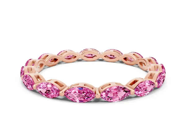 Marquise Pink Sapphire Eternity Band with U-Prong Setting Rose gold