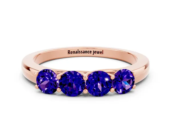Four-Stone Round Tanzanite Prong-Set Band Rose gold