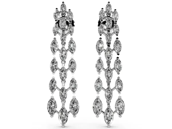 Marquise Diamond Linear Drop Earrings Platinum
