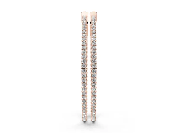 Round Diamond Pave Hoop Earrings with Prong Setting Rose gold