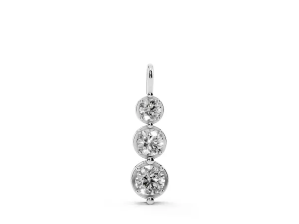 Three-Stone Round Diamond Drop Pendant with Prong Setting White gold
