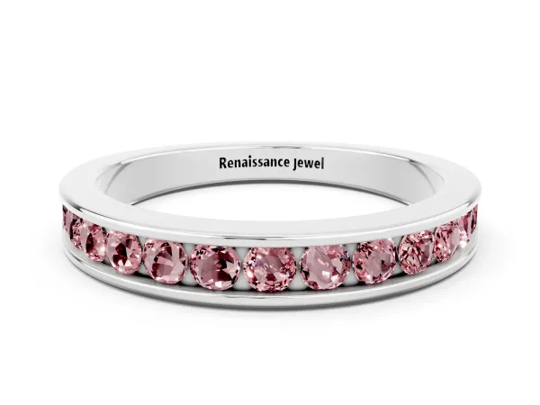 Channel Set Round Morganite Eternity Band Platinum