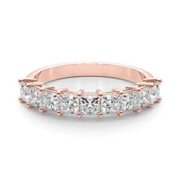 Princess Cut Diamond Prong Set Eternity Band Rose gold