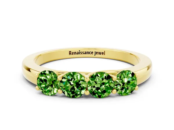 Four-Stone Round Peridot Prong-Set Band Yellow gold