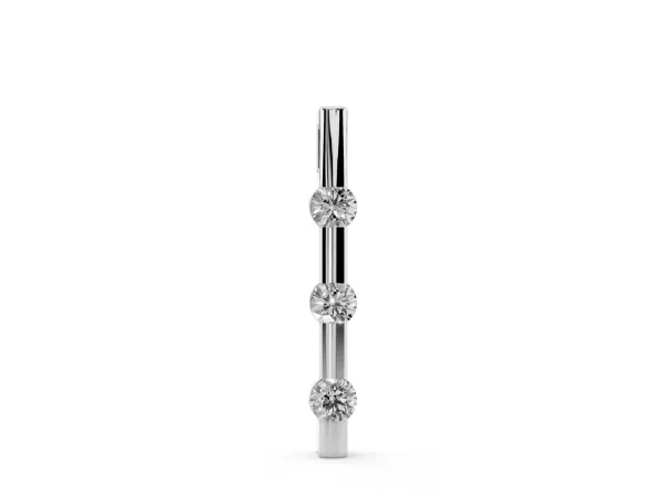 Three-Stone Round Diamond Bar Pendant with Channel Setting Silver