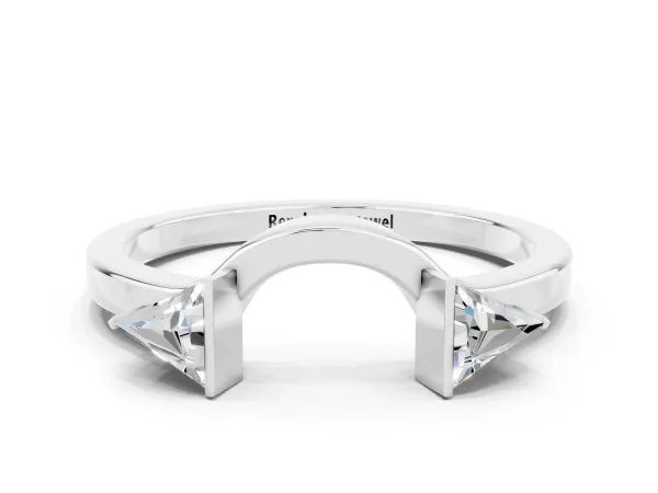 Trillion Moissanite Open Band Ring with Bezel Setting Platinum
