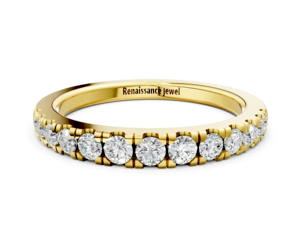 Round Diamond Pavé Set White Gold Eternity Band Yellow gold