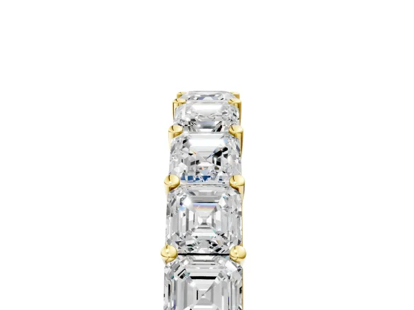 Asscher Cut Eternity Band with Shared Prong Setting Yellow gold