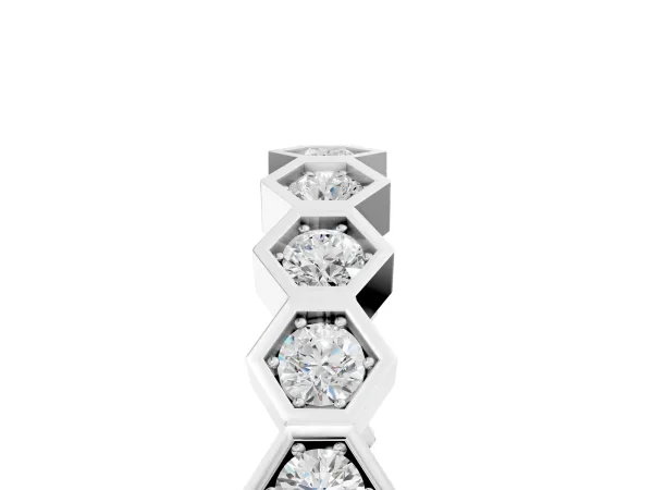 Hexagon Pave Diamond Eternity Band with Bezel Setting Platinum