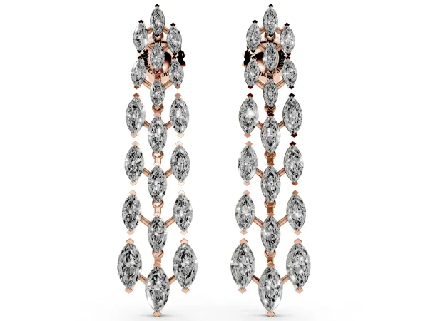 Marquise Diamond Linear Drop Earrings Rose gold