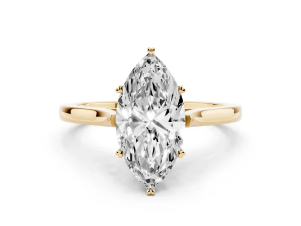 Marquise Cut Solitaire Heart Prong Engagement Ring with Tapered Band Yellow gold