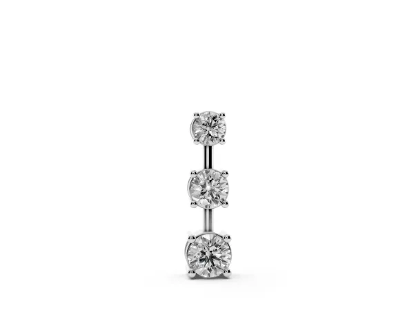 Round Diamond Triple Bar Pendant with Four-Prong Setting White gold
