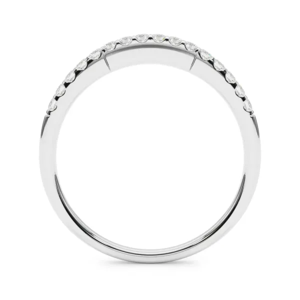 Round Diamond Pavé Half-Eternity Band with Shared Prong Setting White gold