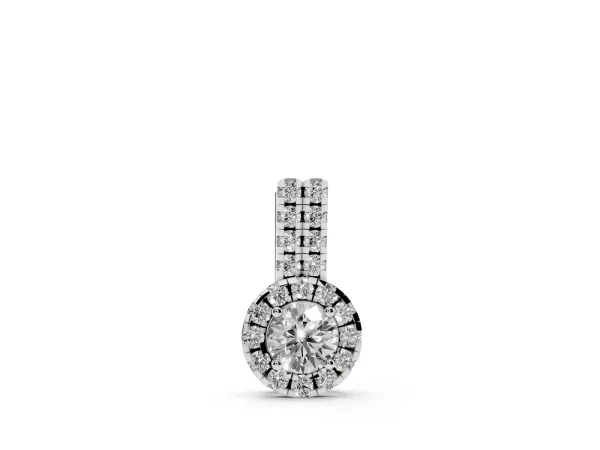 Round Halo Diamond Pendant with Double Prong Setting Silver