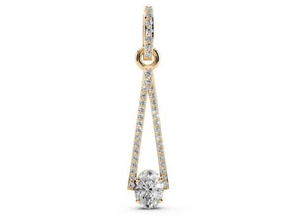 Round Diamond V-Prong Pavé Pendant Yellow gold