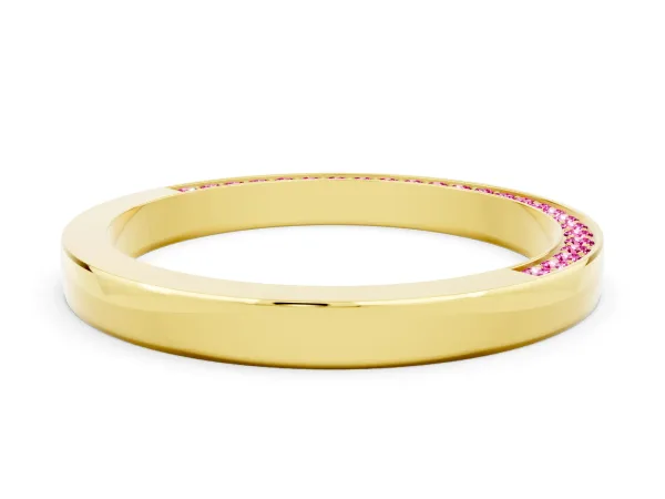 Pavé Round Pink Sapphire Channel Set Band Yellow gold