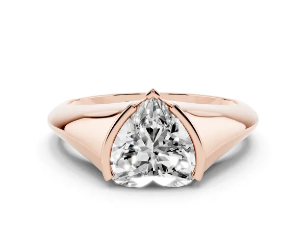Heart Cut Solitaire Tension Set Diamond Ring Rose gold
