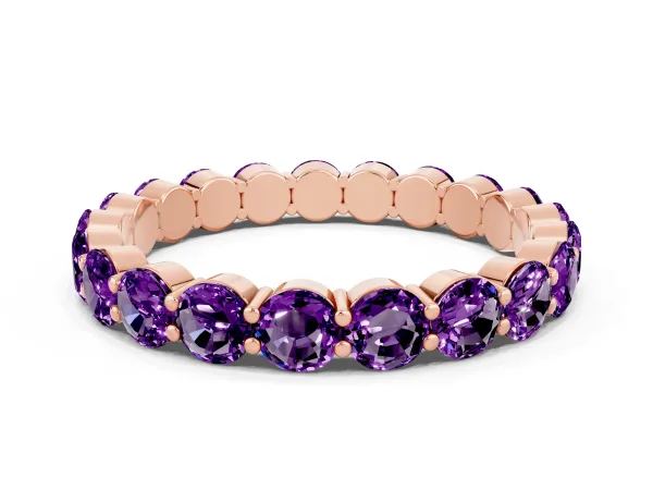 Round Amethyst Eternity Band with U-Prong Setting Rose gold