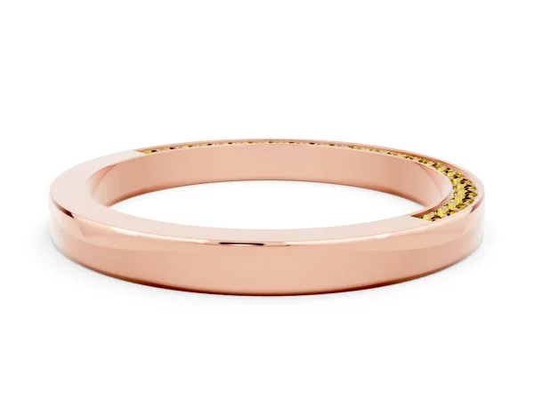 Pavé Round Yellow Sapphire Channel Set Band Rose gold