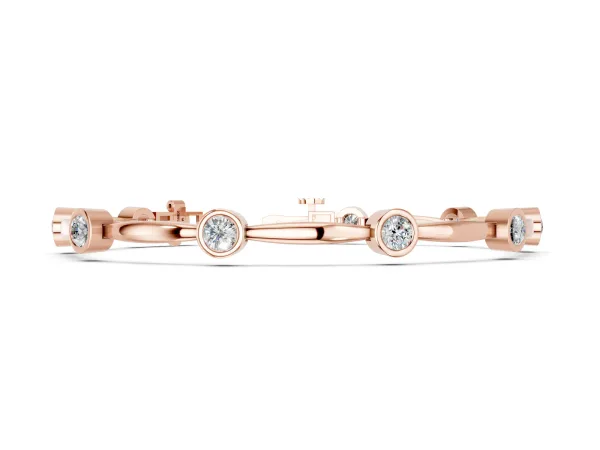 Bezel Set Round Diamond Link Bracelet with Box Clasp Rose gold