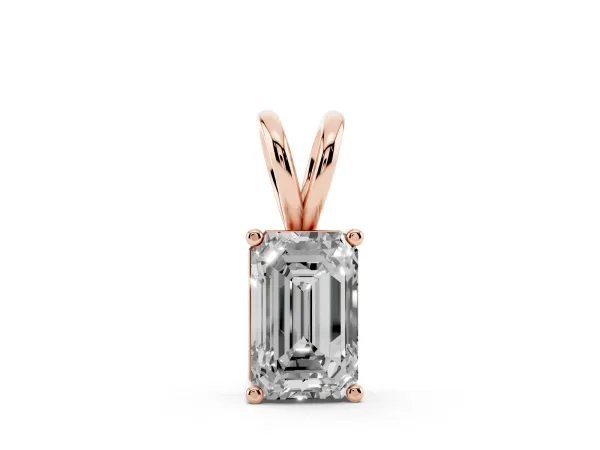 Emerald Cut Solitaire Pendant with Four-Prong Setting Rose gold
