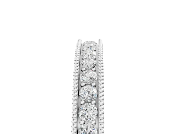 Channel Set Round Diamond Milgrain Edge Eternity Band Platinum