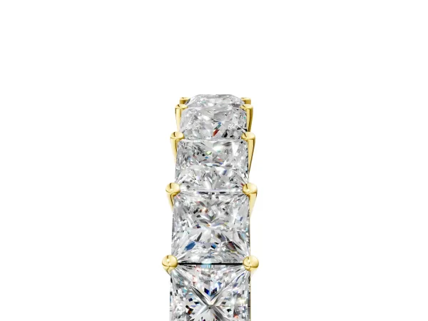 Princess Cut Eternity Band with Shared Prong Setting Yellow gold