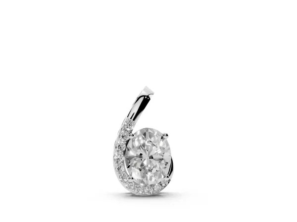 Round Diamond Swirl Pendant with Prong Setting White gold