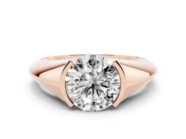Round Cut Solitaire Tension Set Diamond Ring Rose gold