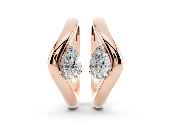 Pear Diamond Silhouette Hoop Earrings Rose gold