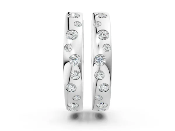 Round Diamond Mosaic Hoop Earrings White gold