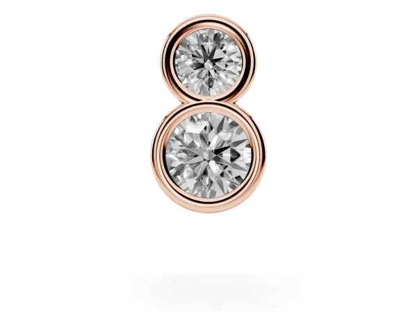 Round Diamond Duo Flatback Earring Rose gold