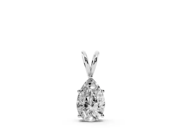 Pear Cut Solitaire Pendant with Three-Prong Setting White gold