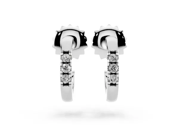 Round Diamond Petite Huggie Hoop Earrings Platinum