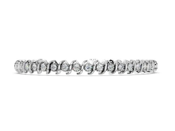 Round Diamond Spiral Prong Tennis Bracelet White gold