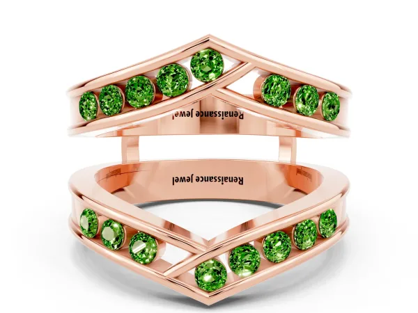 Round Peridot Channel-Set Chevron Band Rose gold
