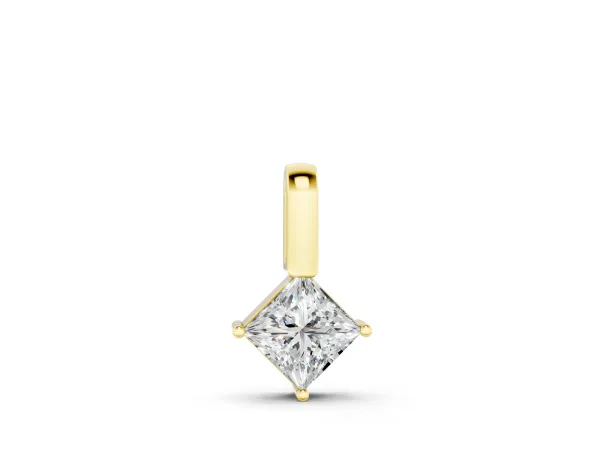 Princess Cut Bezel Set Diamond Pendant Yellow gold