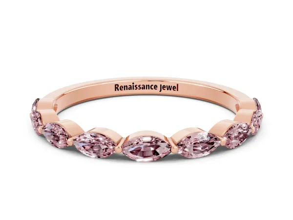 Marquise Morganite Half Eternity Band with Prong Setting Rose gold