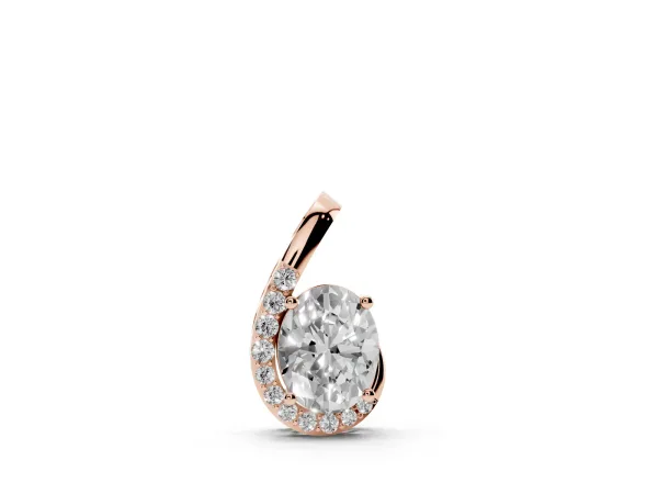 Round Diamond Swirl Pendant with Prong Setting Rose gold