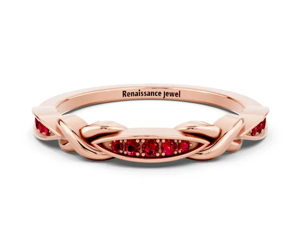 Twisted Marquise Ruby Pavé Band with Shared Prong Setting Rose gold