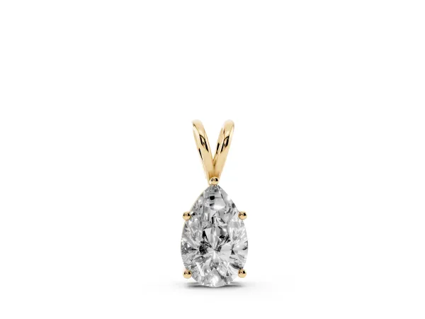 Pear Cut Solitaire Pendant with Three-Prong Setting Yellow gold