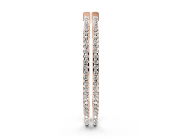 Pavé Round Diamond Hoop Earrings with Hinged Snap Closure Rose gold